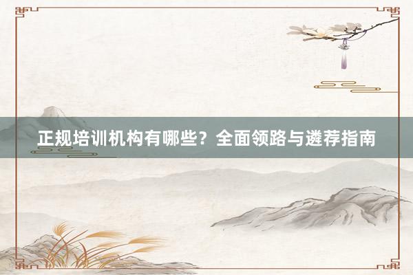 正规培训机构有哪些?全面领路与遴荐指南